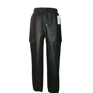 Black Faux Leather Joggers - Size M - NWT